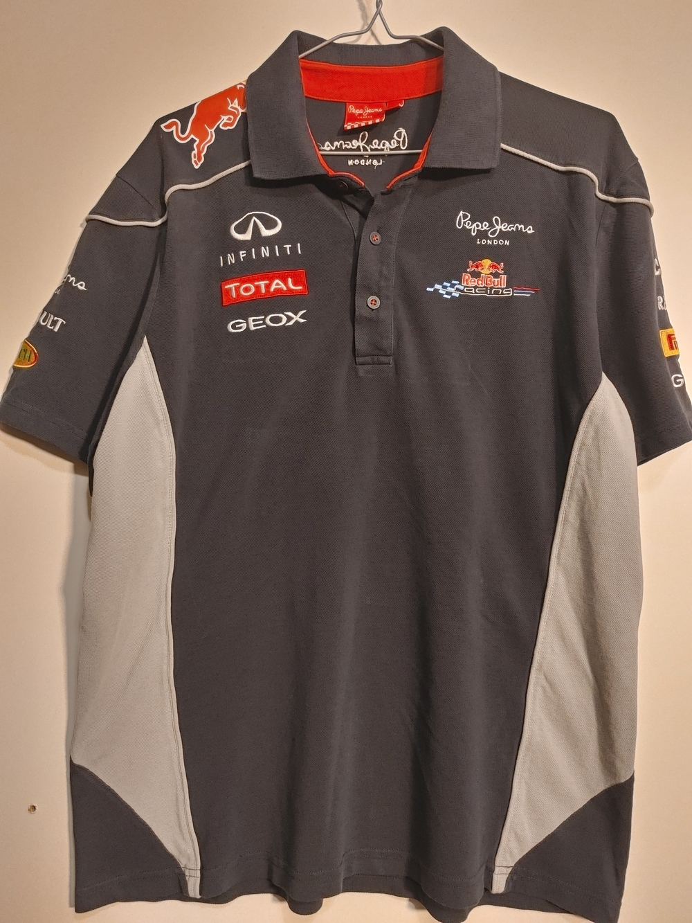 Pepe Jeans Men’s Black & Light Gray Polo with Racing Logos